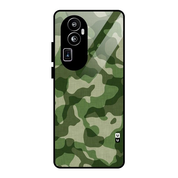Camouflage Pattern Art Glass Back Case for Oppo Reno10 Pro Plus