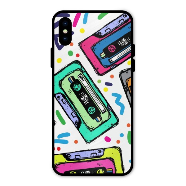 Cassette Pattern Metal Back Case for iPhone X