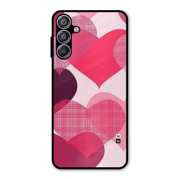 Check Pink Hearts Metal Back Case for Galaxy M15