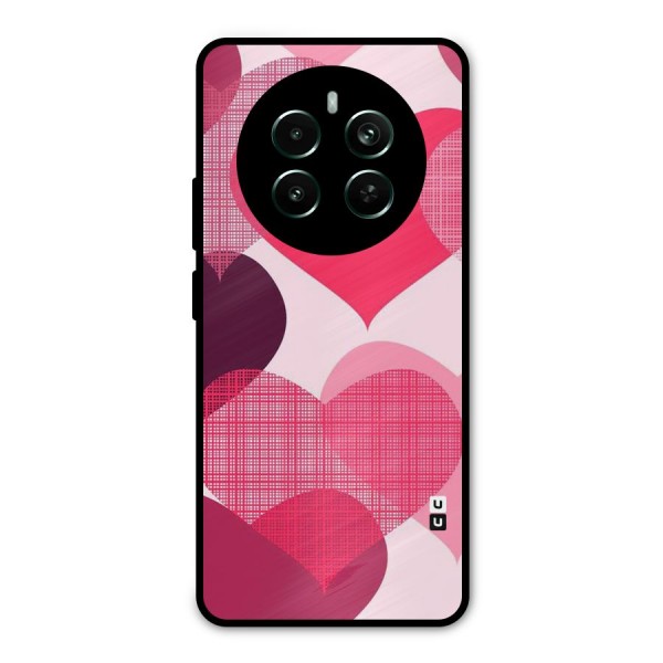 Check Pink Hearts Metal Back Case for Realme 12 Plus