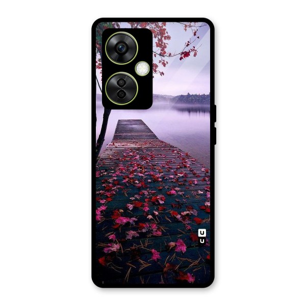 Cherry Blossom Dock Glass Back Case for OnePlus Nord CE 3 Lite