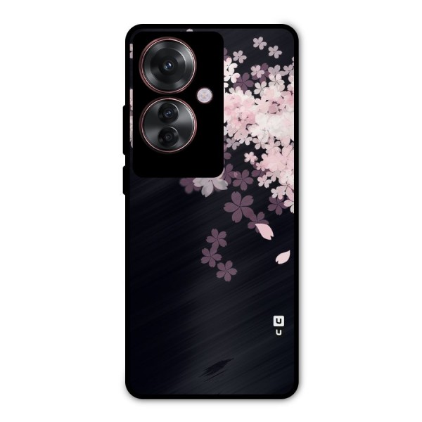 Cherry Flowers Pink Metal Back Case for Oppo F25 Pro