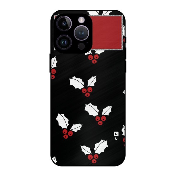 Cherry Leaf Design Metal Back Case for iPhone 14 Pro Max