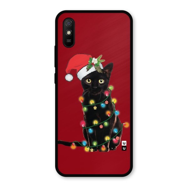 Christmas Cap Cat Metal Back Case for Redmi 9i