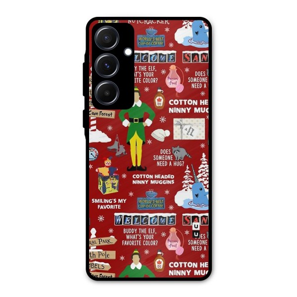 Christmas Cute Doodles Metal Back Case for Galaxy A55