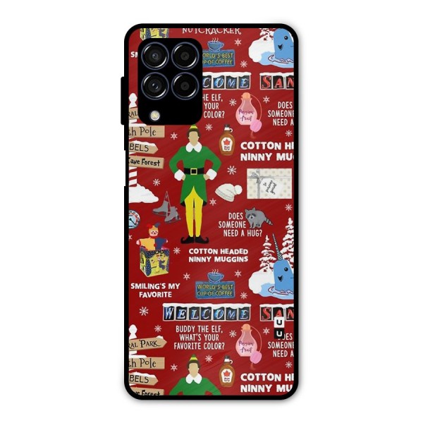 Christmas Cute Doodles Metal Back Case for Galaxy M53 5G