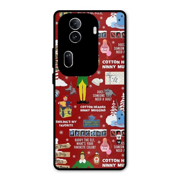 Christmas Cute Doodles Metal Back Case for Oppo Reno11 Pro 5G