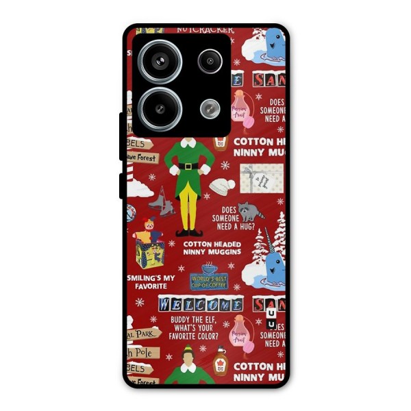 Christmas Cute Doodles Metal Back Case for Redmi Note 13 Pro 5G