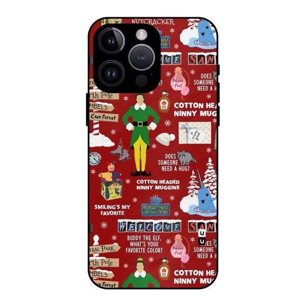 Christmas Doodles Metal Back Case for iPhone 14 Pro Max
