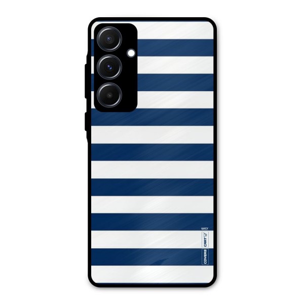 Classic Blue White Stripes Metal Back Case for Galaxy A55