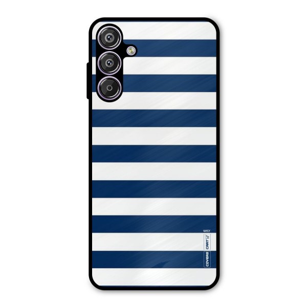 Classic Blue White Stripes Metal Back Case for Galaxy F15