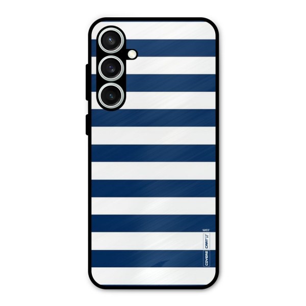 Classic Blue White Stripes Metal Back Case for Galaxy S23 FE