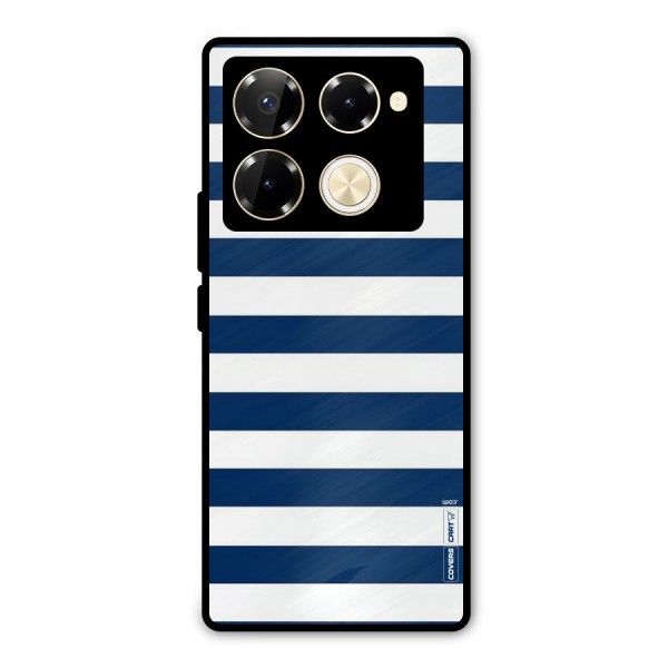 Classic Blue White Stripes Metal Back Case for Infinix Note 40 Pro