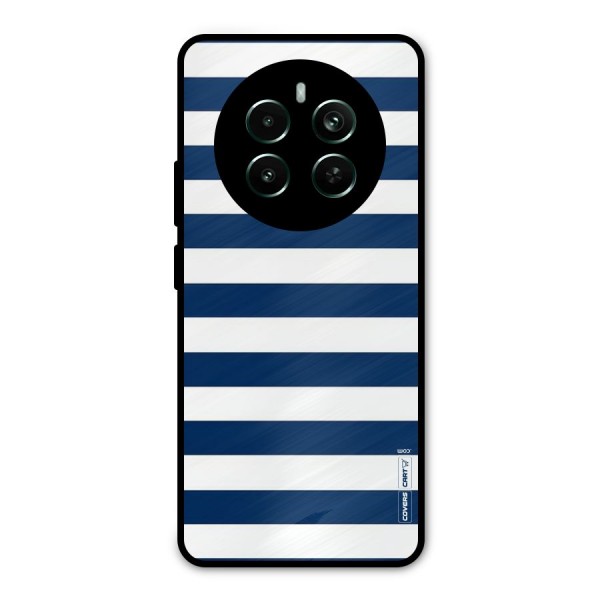 Classic Blue White Stripes Metal Back Case for Realme 12 Plus
