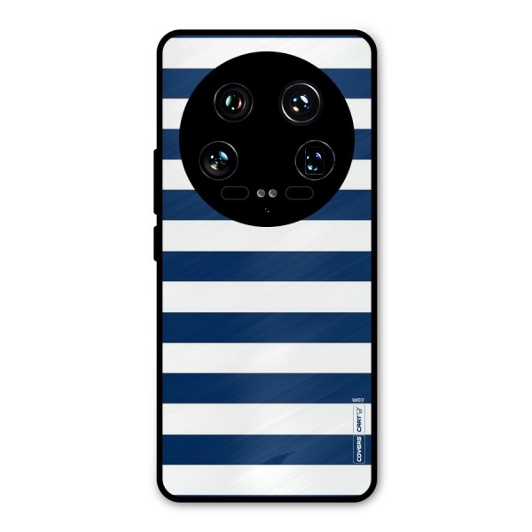 Classic Blue White Stripes Metal Back Case for Xiaomi 14 Ultra
