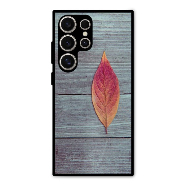 Classic Wood Leaf Metal Back Case for Galaxy S24 Ultra