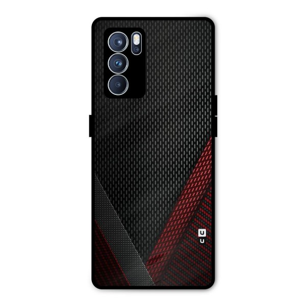 Classy Black Red Design Metal Back Case for Oppo Reno6 Pro 5G