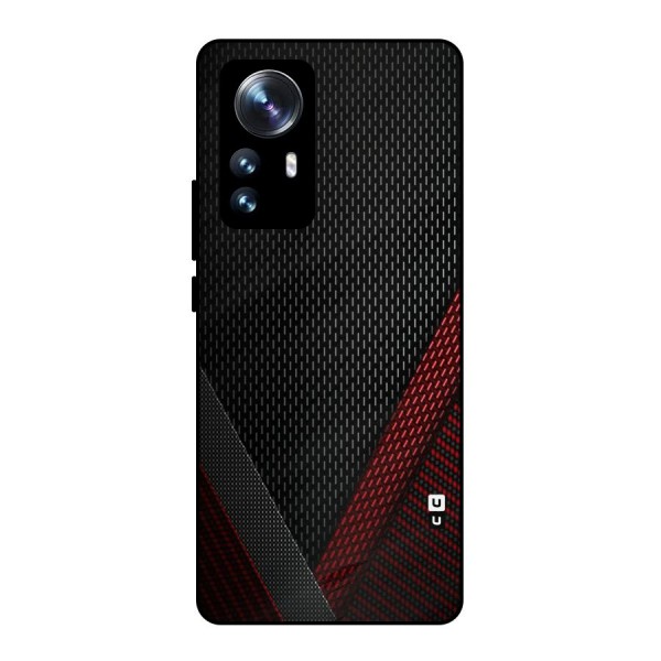 Classy Black Red Design Metal Back Case for Xiaomi 12 Pro