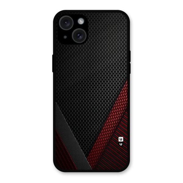 Classy Black Red Design Metal Back Case for iPhone 15 Plus