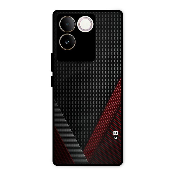 Classy Black Red Design Metal Back Case for iQOO Z7 Pro