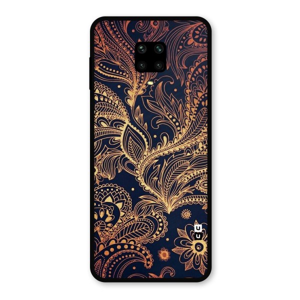 Classy Golden Leafy Design Metal Back Case for Redmi Note 9 Pro Max