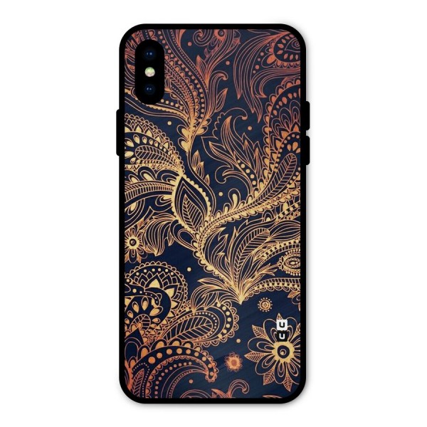 Classy Golden Leafy Design Metal Back Case for iPhone X