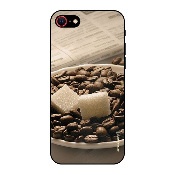 Coffee And Sugar Cubes Metal Back Case for iPhone 8
