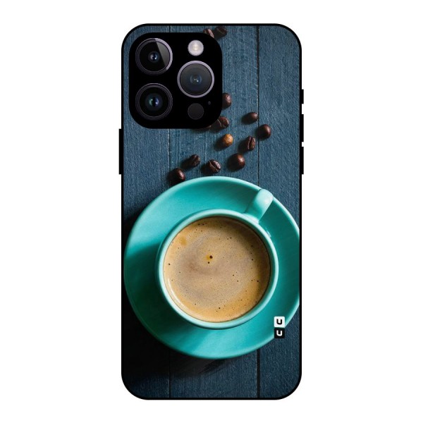 Coffee Beans and Cup Metal Back Case for iPhone 14 Pro Max