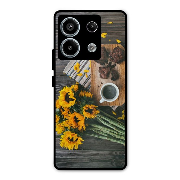 Coffee and Flowers Metal Back Case for Redmi Note 13 Pro 5G