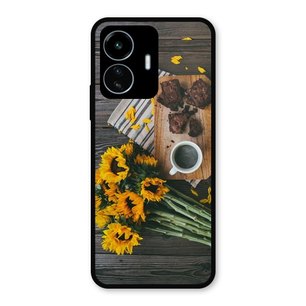 Coffee and Flowers Metal Back Case for vivo iQOO Z6 Lite 5G
