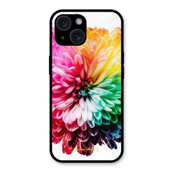 Colorful Flower Metal Back Case for iPhone 15