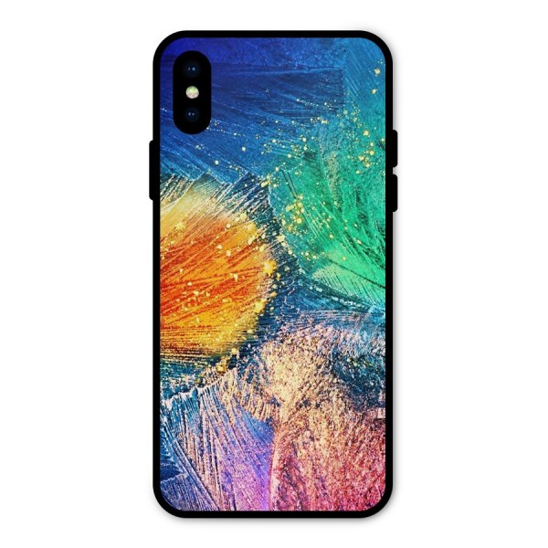 Colorful Leafs Vibrant Metal Back Case for iPhone X