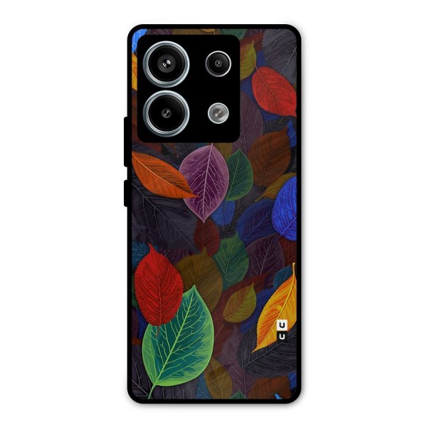Colorful Leaves Pattern Metal Back Case for Redmi Note 13 Pro 5G