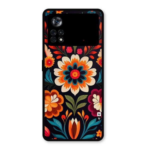 Colorful Mexican Floral Pattern Metal Back Case for Poco X4 Pro 5G