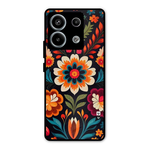 Colorful Mexican Floral Pattern Metal Back Case for Redmi Note 13 Pro 5G