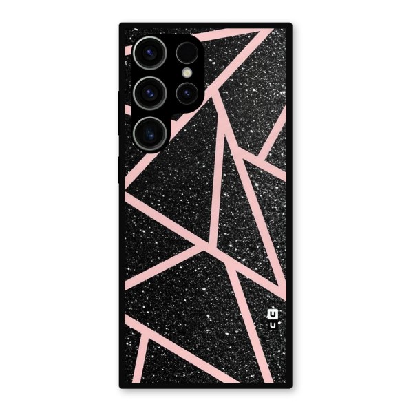 Concrete Black Pink Stripes Metal Back Case for Galaxy S23 Ultra