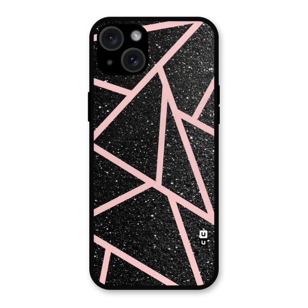 Concrete Black Pink Stripes Metal Back Case for iPhone 15 Plus