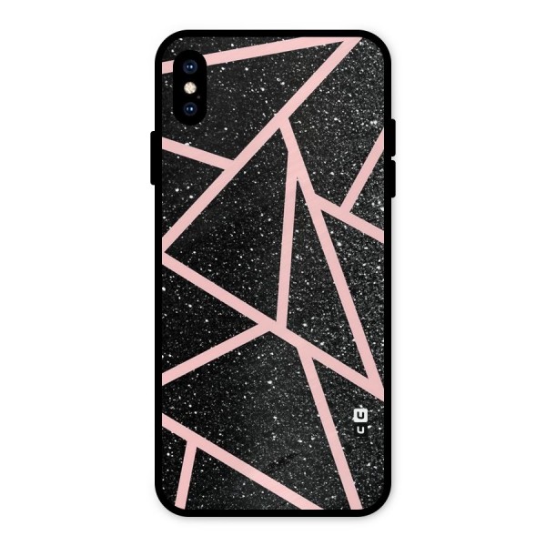 Concrete Black Pink Stripes Metal Back Case for iPhone XS Max
