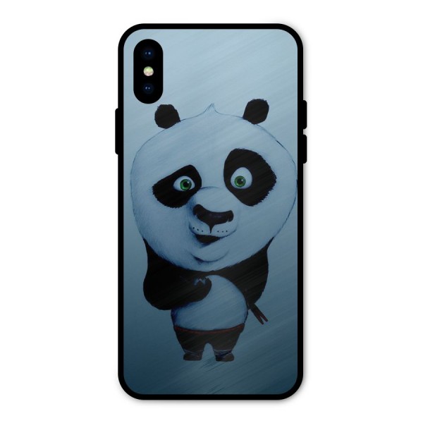 Confused Cute Panda Metal Back Case for iPhone X