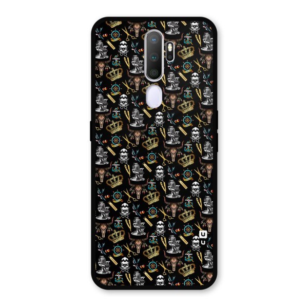 Cool Barber Pattern Metal Back Case for Oppo A9 (2020)
