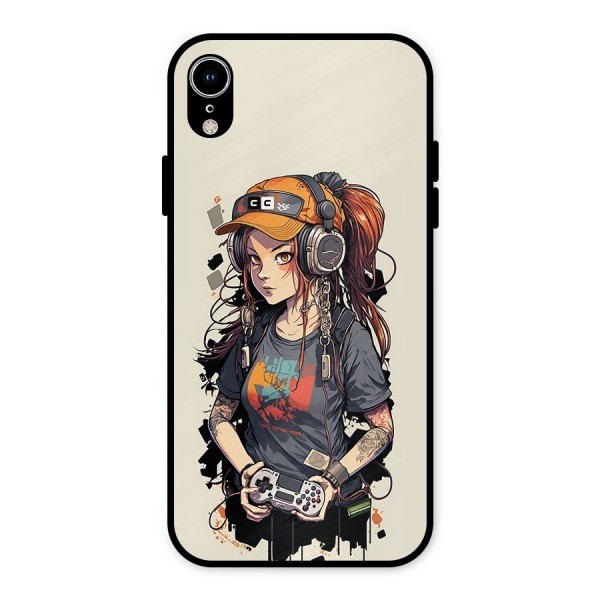 Cool Gamer Girl Metal Back Case for iPhone XR