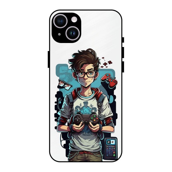 Cool Gamer Guy Metal Back Case for iPhone 14 Plus