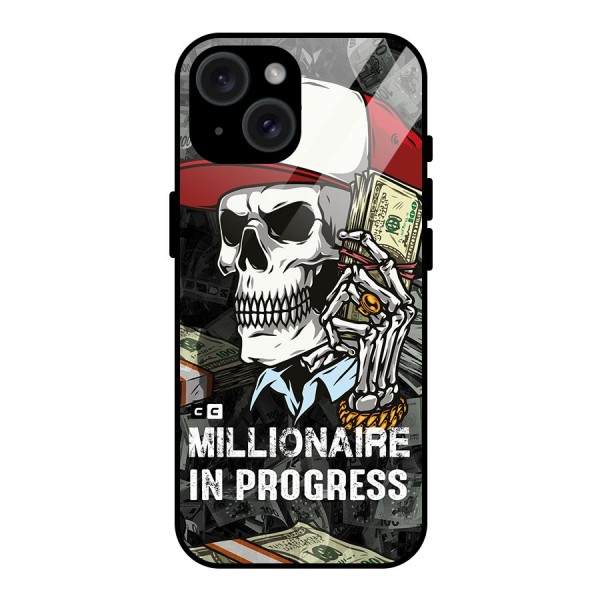 Cool Skull Millionaire In Progress Glass Back Case for iPhone 15
