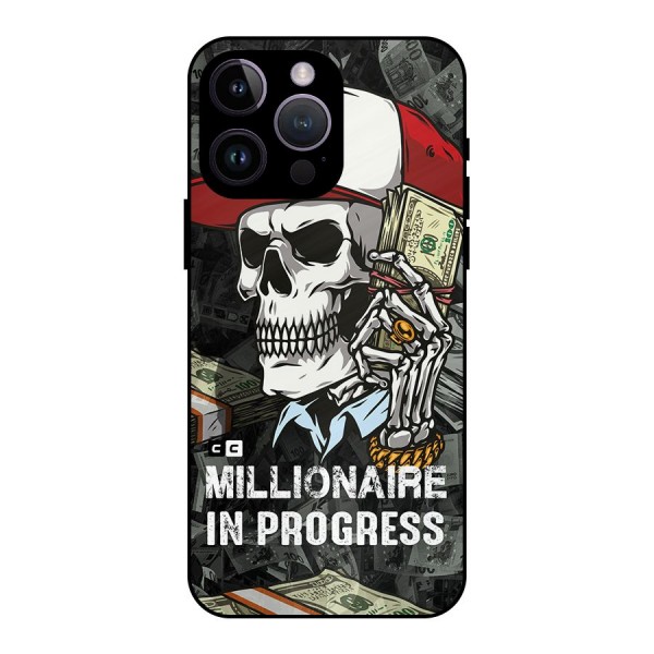 Cool Skull Millionaire In Progress Metal Back Case for iPhone 14 Pro Max
