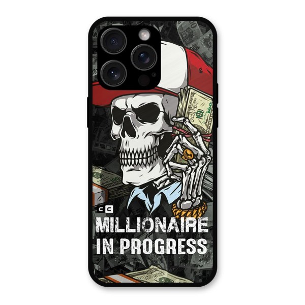 Cool Skull Millionaire In Progress Metal Back Case for iPhone 15 Pro Max