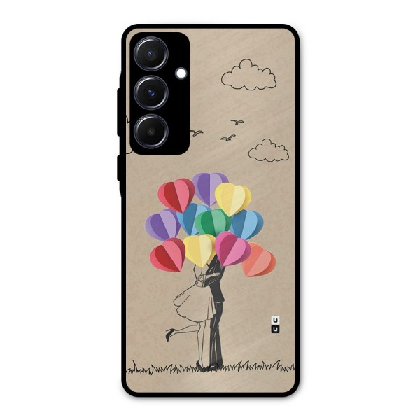 Couple With Card Baloons Metal Back Case for Galaxy A55