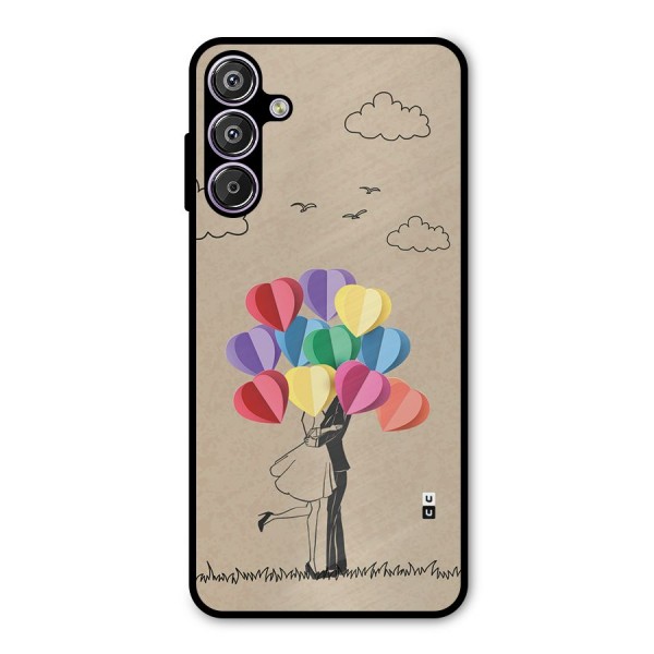 Couple With Card Baloons Metal Back Case for Galaxy M15