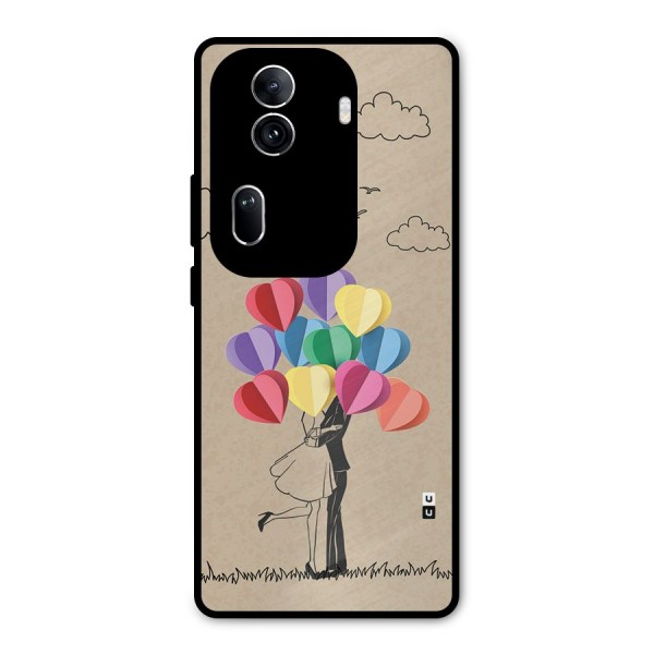 Couple With Card Baloons Metal Back Case for Oppo Reno11 Pro 5G