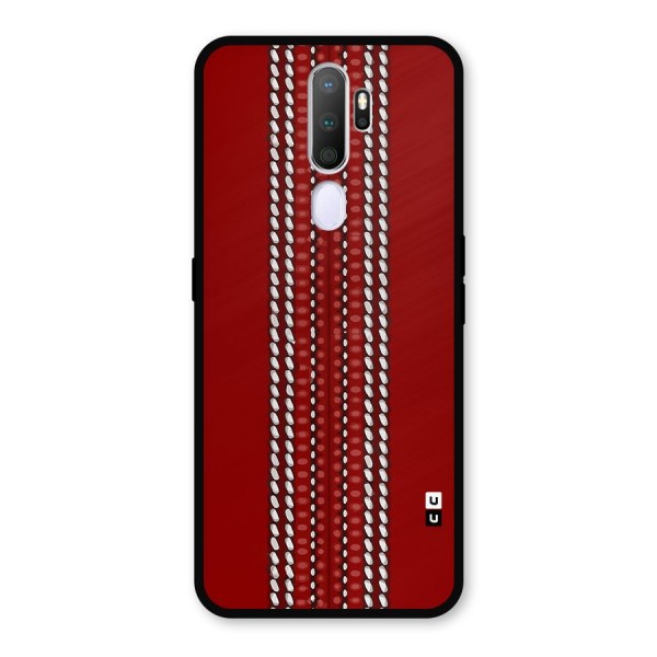 Cricket Ball Pattern Metal Back Case for Oppo A9 (2020)