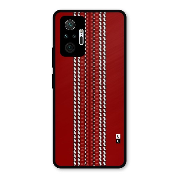 Cricket Ball Pattern Metal Back Case for Redmi Note 10 Pro
